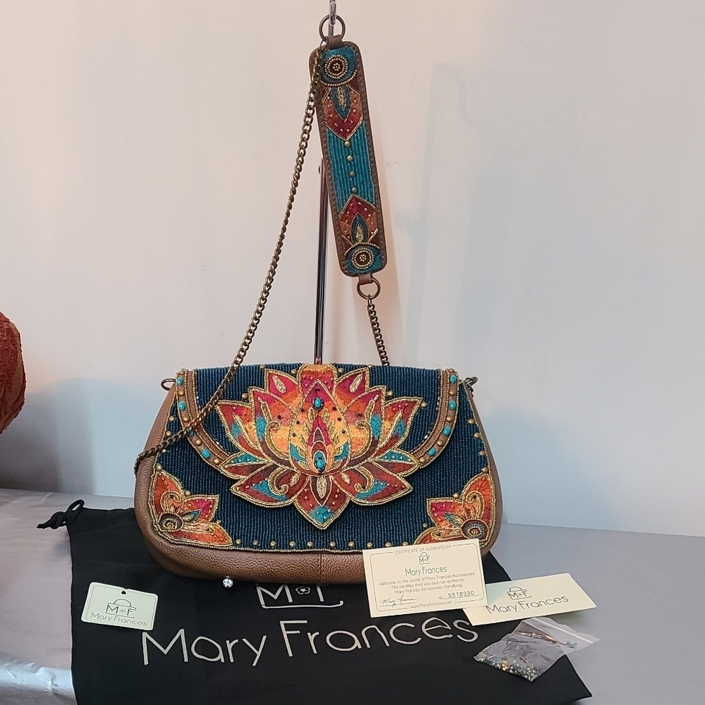 NWT Mary Frances LOTUS Beaded Crossbody Bag